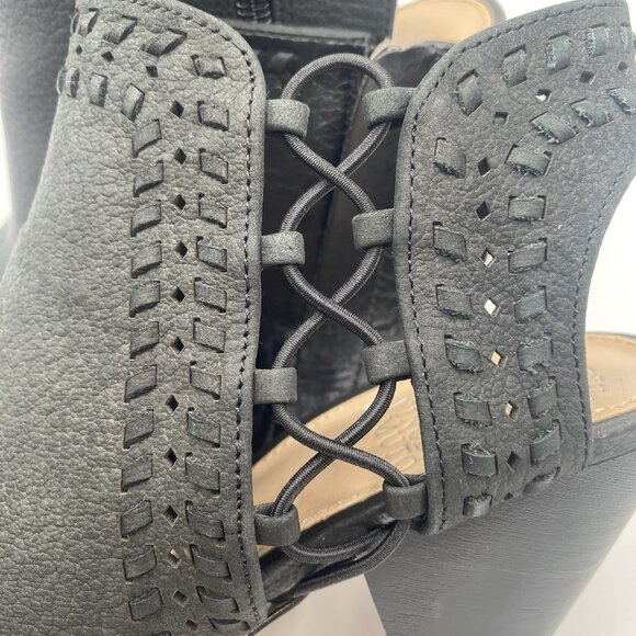 Vince Camuto Emma Leather Peep-Toe Zip Caged Heel Women’s Size US 7 Black - Picture 12 of 14